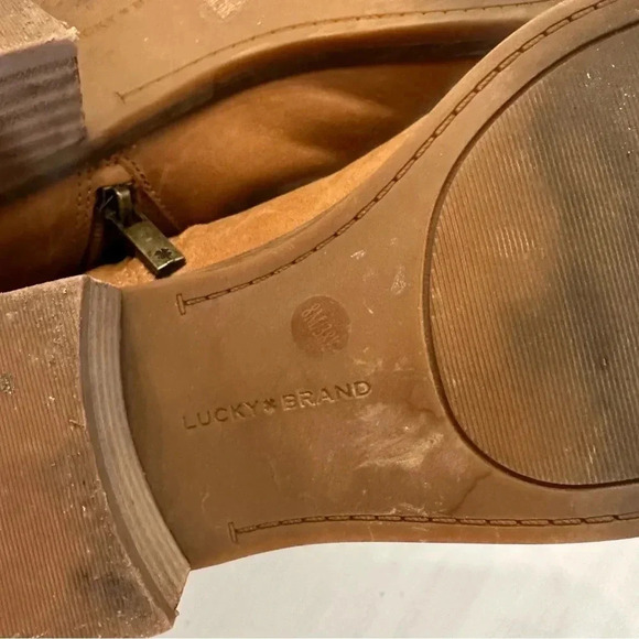 Lucky Brand LP-Prenma Topanga Tan Women's Leather Ankle Zip Up Booties Sz 8M GUC - Picture 8 of 10
